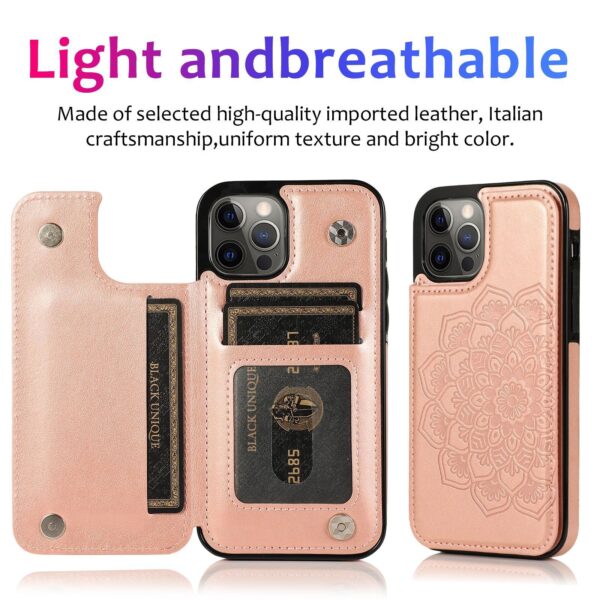 Phone Case Embossed Mobile Phone Leather Case Mandala Card Holder - Image 6